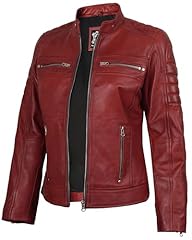 Cafe Racer - Women Red Wax Leather Jacket