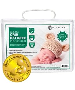 Margaux & May Crib Mattress Protector – 100% Waterproof Baby Crib Mattress Protector Pad, Highly Absorbent Quilted Cover, Oeko-TEX® Certified, Noiseless, Fitted 28" x 52" Standard Crib Fit