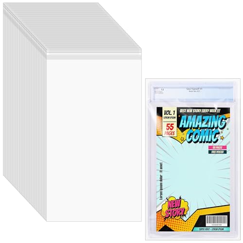 50 Pcs Clear Comic Book Bags for CGC & CBCS Slabs
