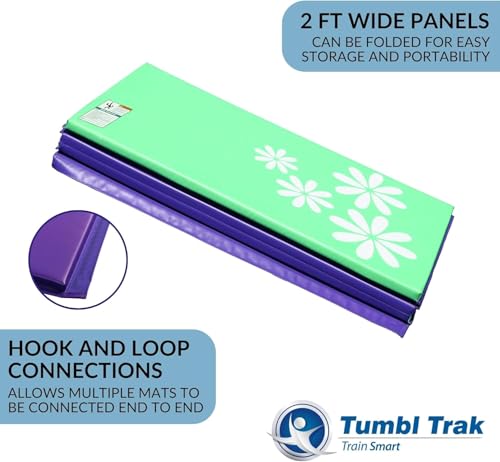 Tumbl Trak Folding Gymnastics Mat, Flower Power, 5 ft x 10 ft x 1-3/8 in