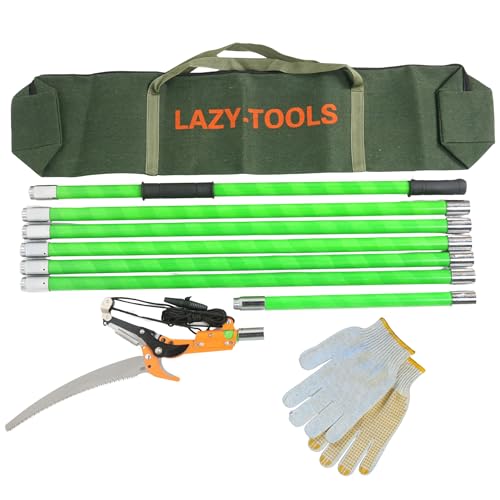 Manual Pole Saw Tree Pruner - Long Reach Pruning Saw with Scissor Head, 65Mn Steel Blade & Carry Bag - Lightweight Telescopic Tree Trimming Tool (7m Long)