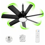 JOMARIUS 28 Inch Socket Fan Light with Remote Control, Screw in E26/E27 Ceiling Fan with LED Light, 3000-6000K Dimmable Color Temp, 6 Speeds, Timer, for Bedroom Kitchen Living Room Garage, Black