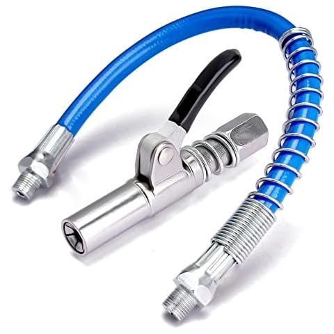 dafuhao Grease Gun Coupler, Quick Release Grease Coupler, Lock-Type Single Handle Grease Gun Coupling with 30cm Connecting Hose, Compatible with All Standard Grease Guns Cover