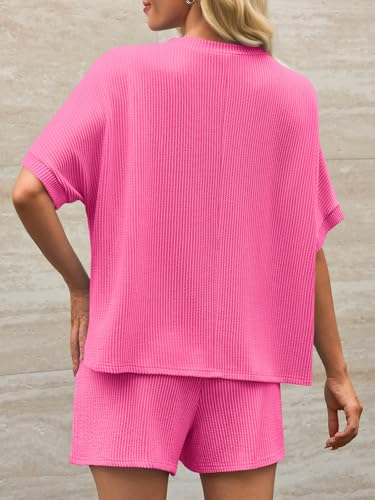 Image of Imily Bela Womens 2 Piece Outfits 2025 Oversized Summer Short Sets Casual Beach Ribbed Short Sleeve Matching Set