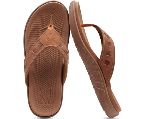 Image of KuaiLu Mens Sport Flip Flops Orthotic Thong Sandals With Arch Support