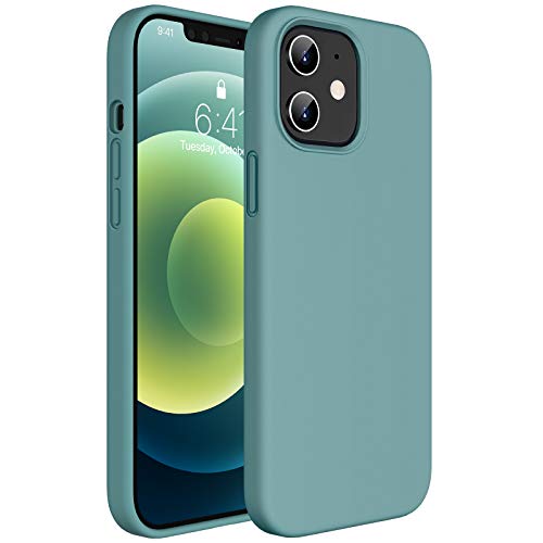 Miracase Compatible with iPhone 12 Case and iPhone 12 Pro Case 6.1 inch(2020),Liquid Silicone Gel Rubber Full Body Protection Shockproof Drop Protection Case(Midnight Green)