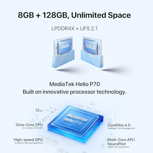 Image of UMIDIGI Cell Phone, F3 8GB+128GB Smartphone Unlocked, 48MP AI Triple Camera, 6.7inch HD Full Screen, 5150mAh Battery,18W Fast Charging, Android 11 Phone Unlock, Type-C,4G Dual SIM, NFC