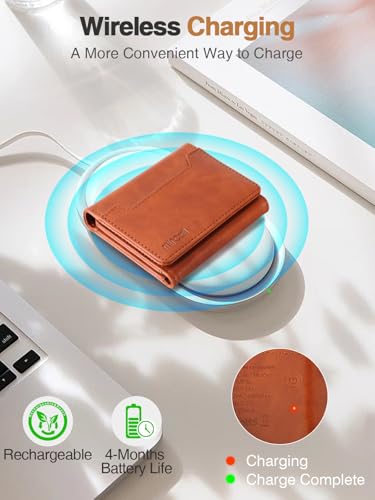 Miroddi Wallet for Men, Works with Apple Find My, Wallet Tracker, Trifold Leather Card Wallet, Minimalist Front Pocket Wallet for Men, RFID Blocking, Multi Card Slots, Credit Card Holder, Brown — view 6