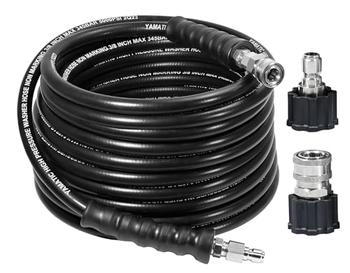 YAMATIC 3/8" Pressure Washer Hose 50FT – 5000 PSI Rubber Power Washer Hose Industrial-Grade