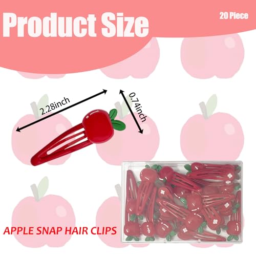 20 Pinzas para el pelo con diseño de manzana roja miniatura 2