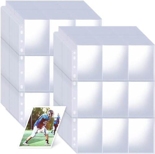 1800 Pockets Card Sleeves Binder Sheets, Double-Sided Trading Card Pages Sleeves, Clear Baseball Card Sleeves for 3 Ring Binder Fit Game Cards, Sports Cards, Business Cards, Coupons