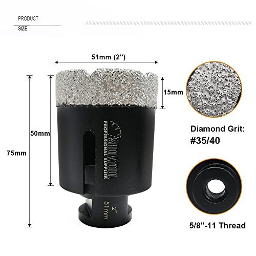 Shdiatool Diamond Core Drill Bits 2 Inch For Porcelain Ceramic Tile Marble Brick Vacuum Brazed Hole Saw 51Mm #TOP1