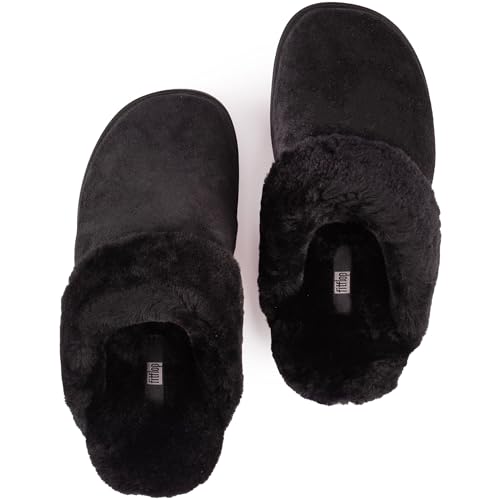 FitFlop Women's Gen-ff Shearling-Collar Suede Slippers3