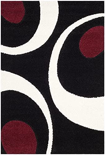 Image of Super Ultra Modern Soft Shaggy Handcrafted Anti-Skid Silk Touch Carpet, Size 5x8 Feet, Color Black