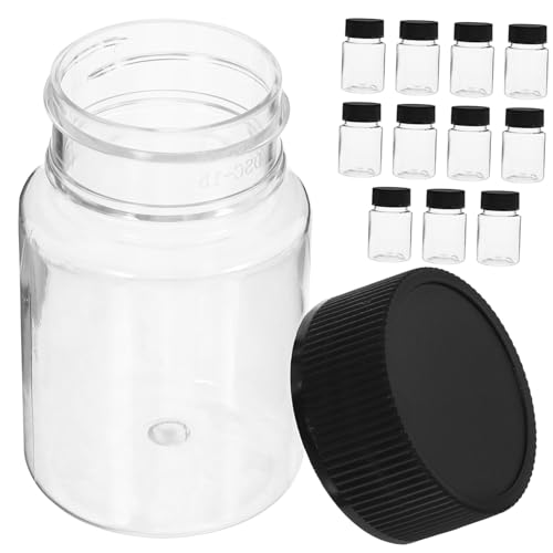 LIFKOME 50ml Plastic Sampling Bottles Reusable Sample Dropper Bottles Black Screw Caps for Lab Wide Mouth Sample Bottles 12 Pack