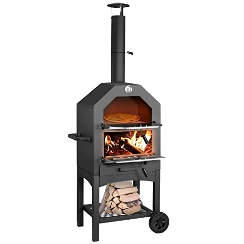 Outdoor Wood Fried Pizza Oven with Wheels & Handle Labor-Saving 2-Layer Portable for Backyard Camping Site Park Outdoor Baking Outdoor Wood Fried Pizza Oven with Wheels & Handle Labor-Saving 2-Layer Portable for Backyard Camping Site Park Outdoor Baking