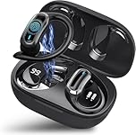 TRAUSI Wireless Earbuds Bluetooth Headphones, Bluetooth 5.3 Stereo Over Ear Buds,Noise Cancelling Mic, IPX7 Waterproof Headset for Workout/Running,Black