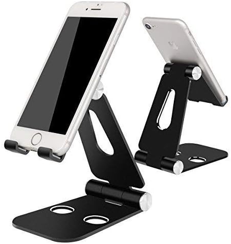 Adjustable Desktop Cell Phone Stand Foldable, Universal 270 Degree Multi-Angle Rotatable Aluminum Alloy Stand Holder Desktop Cradle, Dock for iPhone,All Android Smartphone, Black
