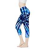 AFPANQZ Legging de yoga sans couture pour femme - Pantalon de compression pour gym et sport - Doux - Taille haute, Tie Dye Bleu, Taille L