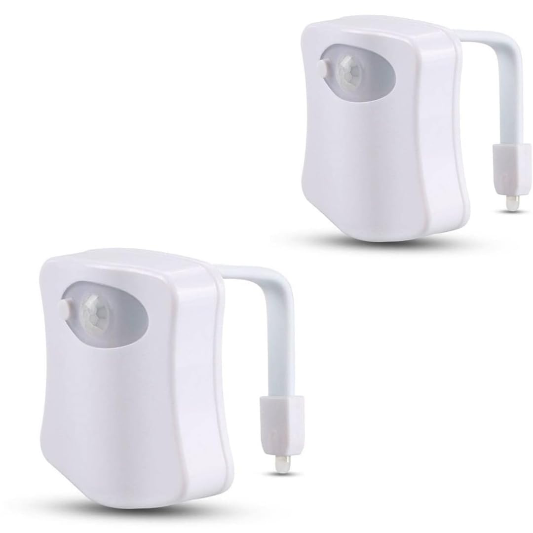 PARENCE. - Set of 2 LED Toilet Lights/Motion Sensor Lighting for Toilets and Bathrooms/Night Light with 8 Different Colors - 2 Pieces