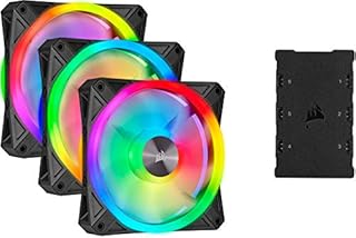 Corsair iCUE QL120 RGB, 120 mm RGB LED PWM Fans (102 Individually Addressable RGB LEDs, Speeds Up to 1,500 RPM, Low-Noise) Triple Pack with iCUE Lighting Node CORE Included - Black