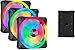 Corsair QL120 RGB Ventola con 102 LED RGB PWM Regolabili, Fino a 1.500 Giri/Min, Silenziosa, Smorzatori in Antivibrazione, iCUE QL 120 mm, Confezione da 3 con Lighting Node CORE, Nero/RGB