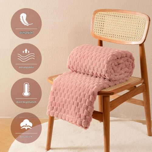 FY FIBER HOUSE Fleece Kuscheldecken, extra weiche Flauschige Decken, leichte, gemütliche Mikrofaser Sofadecke/Wolldecke für Büro… – Ansicht 3