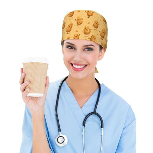 Image of Adjustable Scrub Cap with Sweatband, Breathable Working Hat for Men /Women