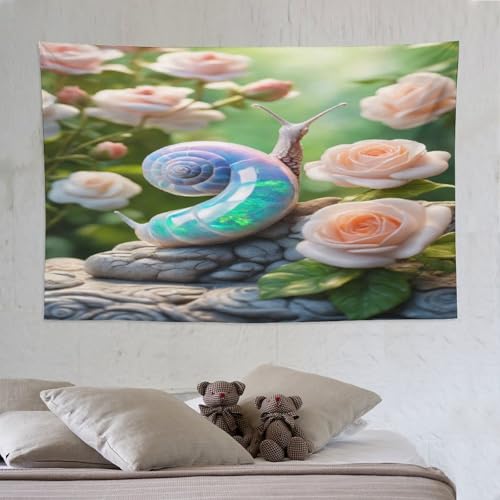 Tapisserie escargot PAZZK grand format pour habiller un mur blanc de dortoir