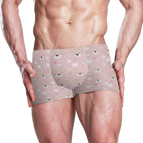 Cute Teddy Bear Mens Swim Trunk Swimwear Bathing Suit Swim Brief Square Leg Board Short S B04042242
