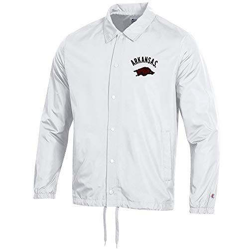 Champion Arkansas Razorbacks Men's White Classic Coaches Jacket (Medium,White)