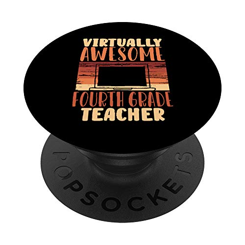 4th Grade School Gift Virtually Awesome Fourth Grade Teacher PopSockets Grip and Stand for Phones and Tablets