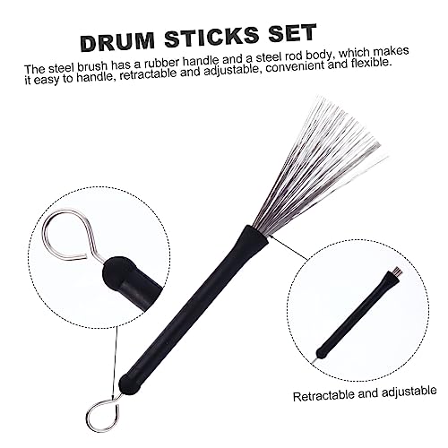 HANABASS Set de Baquetas y Cepillo de Alambre para Batería para Rendimiento de Bajo Volumen con Agarre Cómodo para Jazz y Música Acústica miniatura 5