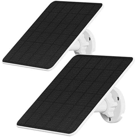 HXVIEW 6W Solar Panel for Security Camera, 5V Solar Panel for Bird Feeder Camera, USB-C & Micro USB Charger, 20% Efficiency Than 5W, 360° Adjustable, IP66 Waterproof (2 Pack) Cover