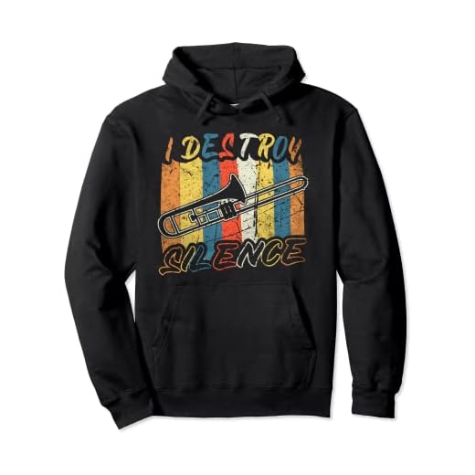 I Destroy Silence, Retro Trombone with Valves Pullover Hoodie