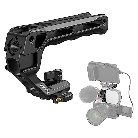 SMALLRIG Lightweight NATO Top Handle, Quick Release NATO Grip w/NATO Rail for DSLR Camera Cage, Universal Top Handle with 5 Cold Shoe Adapters - 4345 Cover