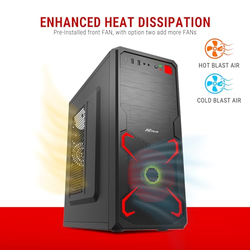 Image of Ant Value X1 ATX Computer Case /Business /Gaming Cabinet - Black | Support ATX, M-ATX, ITX | Pre-Installed 1 Front Fan