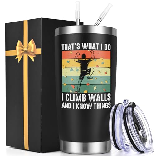 Lifecapido Climbing Gifts 20oz Insulated Tumbler Black