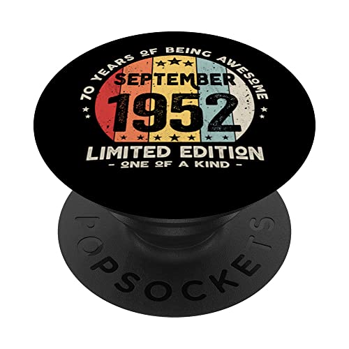 Regalo 70 años Cumpleaños Hombre Mujer - Septiembre 1952 PopSockets PopGrip Intercambiable