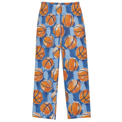 Boy's Pants Blue Basketball Jogger Pants Elastic Waist Long Bottoms Trousers with Pockets 6-14 Years