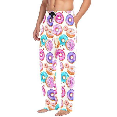 Donut Men's Pajamas Pants Cotton Sleep Bottoms Pants Lounge Sleepwear - S4