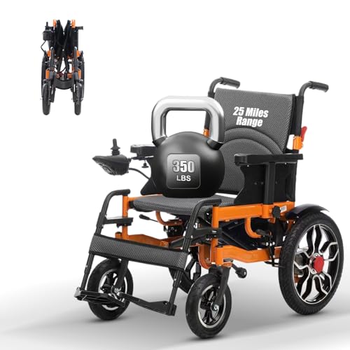 25 Miles All Terrain Electric Wheelchairs for Adults,20" Seat Width Compact Portable Motorized Wheelchair for Seniors,Intelligent Folding Power Wheelchair Travel Motorized Mobility Scooters