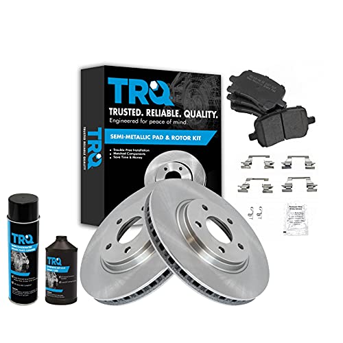 TRQ Front Brake Pad & Rotor Kit Premium Semi-Metallic w/Chemicals Compatible with 2005-2007 Chevrolet Cobalt 2008-2010 HHR 2004-2012 Malibu 2007-2008 Pontiac G5 2005-2010 G6 2007-2009 Saturn Aura Ion