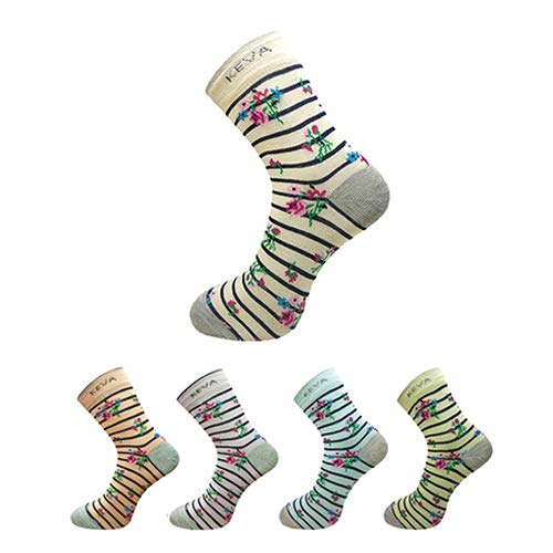 Floral Cotton Designer Calf Length Socks For Women Girls 5 Pairs Pack Free Size Multicolor-image-23