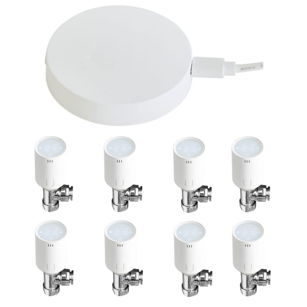 Milano Connect - Smart Heating Radiator Thermostat Starter Kit with Wi-Fi Gateway Hub and Thermostatic Radiator Valves TRV - 8 Valves