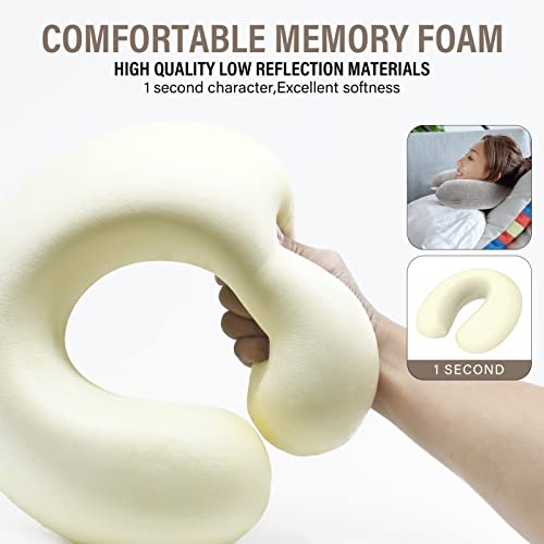 Travel-Pillow-Memory-Foam-Neck-Pillow-Lightweight-Quick-Pack-for-Airplane-Train-Car-Travel-Camping-Neck-Support-Pillow-Light-Grey