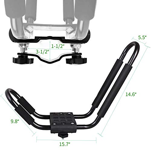 FIVKLEMNZ J-Bar Kayak Roof Rack, Universal Rooftop Rack Carrier for Kayak Canoe Paddle Boat Surf Ski, Mounted on Car SUV (Two Pairs) - Thumbnail 7