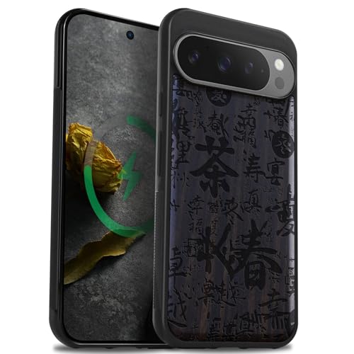 Étui bois pour Pixel 9 Pro coque de téléphone antichoc au style graffiti pour le quotidien