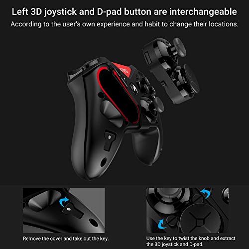 Romacci BT Gamepad PG-SW001 BT3.0 650mAh Botões programáveis ​​trocáveis ​​Giroscópio de seis eixos