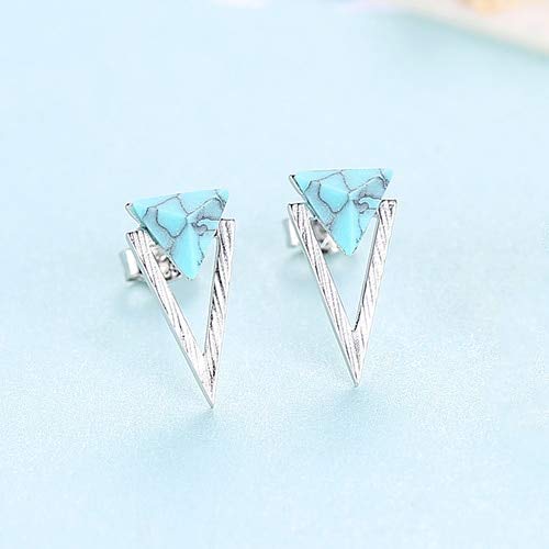 Pendientes de Plata 925 Cepillada y Turquesa Natural Joyería Fina
